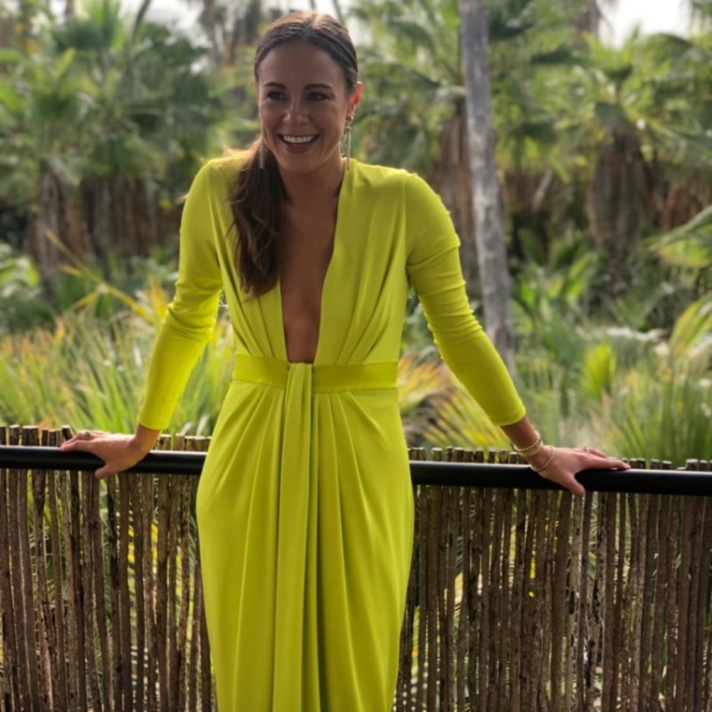 Cushnie Vibrant Yellow Plunge Dress